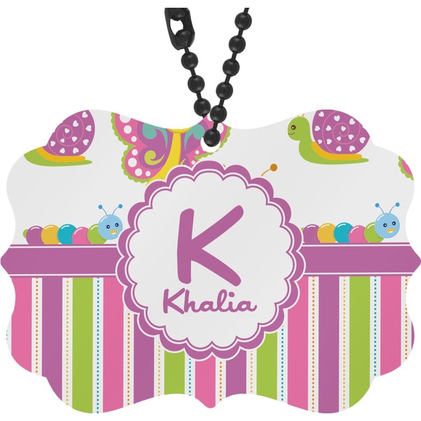 Custom Butterflies & Stripes Rear View Mirror Charm (Personalized)