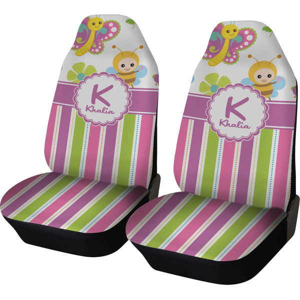 Custom Butterflies & Stripes Car Seat Covers (Set of Two) (Personalized)