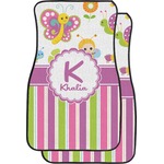 Butterflies & Stripes Car Floor Mats (Front Seat) (Personalized)