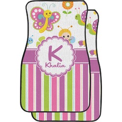 Butterflies & Stripes Car Floor Mats (Front Seat) (Personalized)