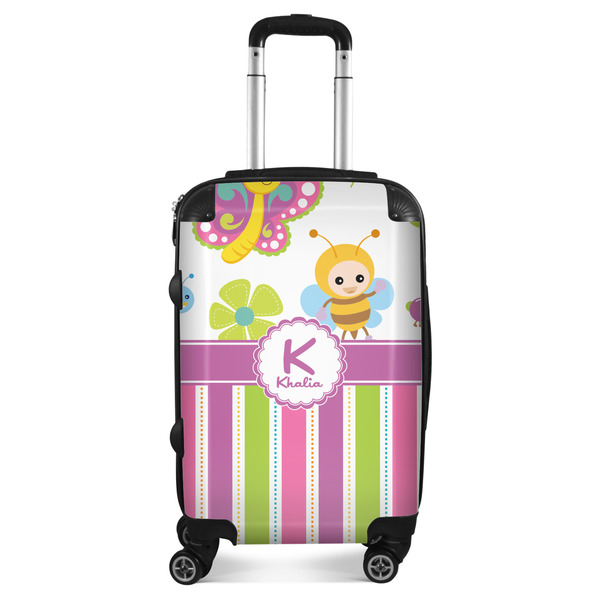Custom Butterflies & Stripes Suitcase - 20" Carry On (Personalized)