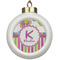 Butterflies & Stripes Ceramic Ball Ornament (Personalized)