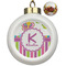 Butterflies & Stripes Ceramic Ball Ornaments - Poinsettia Garland (Personalized)