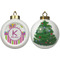 Butterflies & Stripes Ceramic Christmas Ornament - X-Mas Tree (APPROVAL)