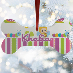 Butterflies & Stripes Ceramic Dog Ornament w/ Name and Initial