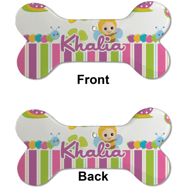 Butterflies & Stripes Ceramic Flat Ornament - Bone Front & Back (APPROVAL)