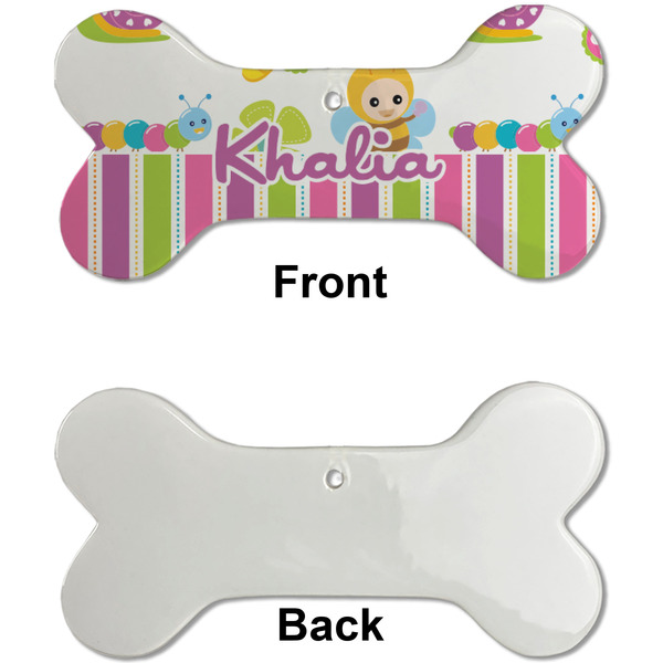 Butterflies & Stripes Ceramic Flat Ornament - Bone Front & Back Single Print (APPROVAL)