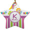 Butterflies & Stripes Star Ceramic Ornament w/ Name and Initial