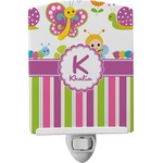 Butterflies & Stripes Ceramic Night Light (Personalized)