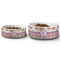 Butterflies & Stripes Ceramic Dog Bowls - Size Comparison