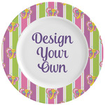 Butterflies & Stripes Ceramic Dinner Plates (Set of 4) (Personalized)