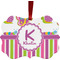 Butterflies & Stripes Christmas Ornament (Front View)