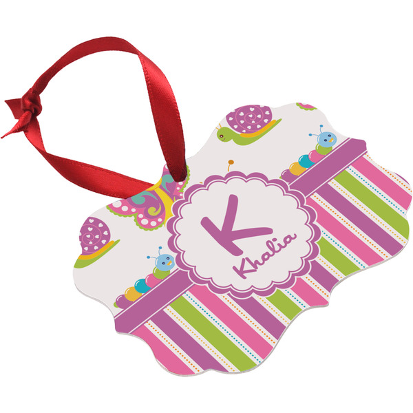 Butterflies & Stripes Christmas Ornament