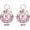 Butterflies & Stripes Circle Keychain (Front + Back)