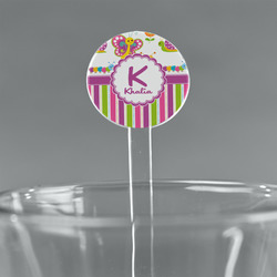 Butterflies & Stripes 7" Round Plastic Stir Sticks - Clear (Personalized)