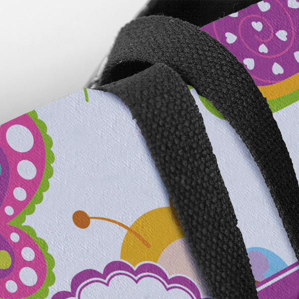 Butterflies & Stripes Closeup of Tote w/Black Handles