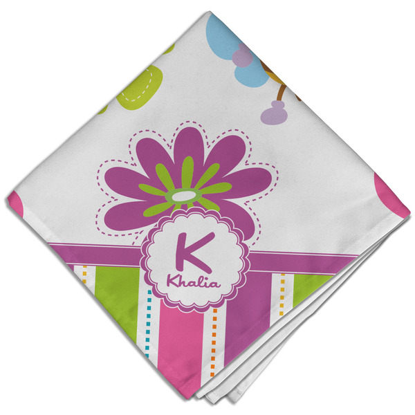 Custom Butterflies & Stripes Cloth Dinner Napkin - Single w/ Name and Initial