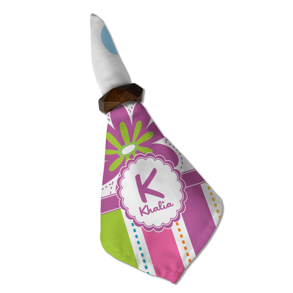 Butterflies & Stripes Cloth Napkins - Personalized Dinner (Folded in Ring) (MAIN)