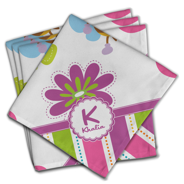Custom Butterflies & Stripes Cloth Napkins (Set of 4) (Personalized)