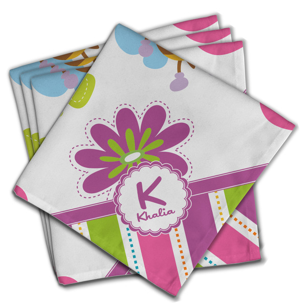 Butterflies & Stripes Cloth Napkins - Personalized Dinner (PARENT MAIN Set of 4)