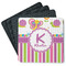 Butterflies & Stripes Square Rubber Backed Coasters - Set of 4 (Personalized)