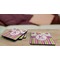 Butterflies & Stripes Coaster Rubber Back - On Coffee Table