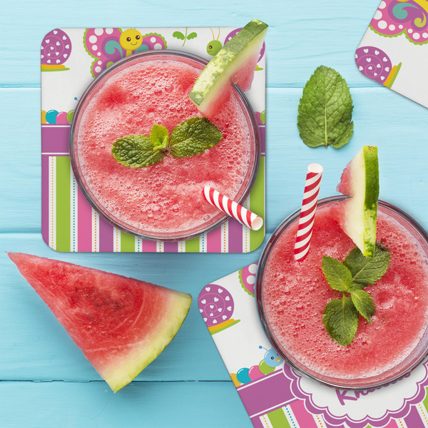 Butterflies & Stripes Coaster Set - LIFESTYLE