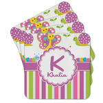 Butterflies & Stripes Cork Coaster - Set of 4 w/ Name and Initial