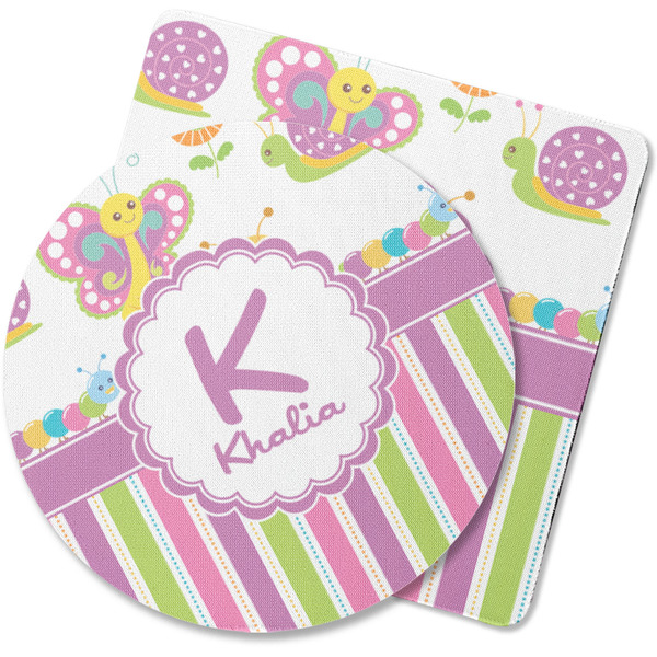 Custom Butterflies & Stripes Rubber Backed Coaster (Personalized)