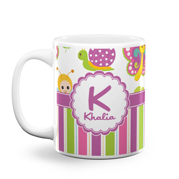 Custom Butterflies & Stripes Coffee Mug (Personalized)