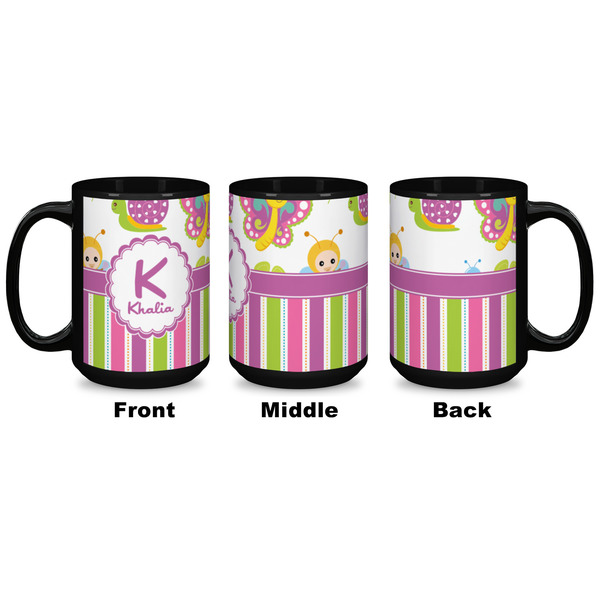 Butterflies & Stripes Coffee Mug - 15 oz - Black APPROVAL