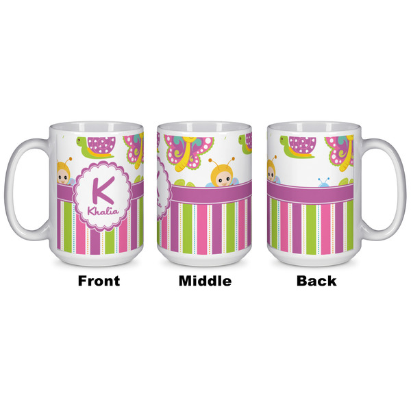 Butterflies & Stripes Coffee Mug - 15 oz - White APPROVAL