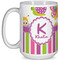 Butterflies & Stripes 15 Oz Coffee Mug - White (Personalized)
