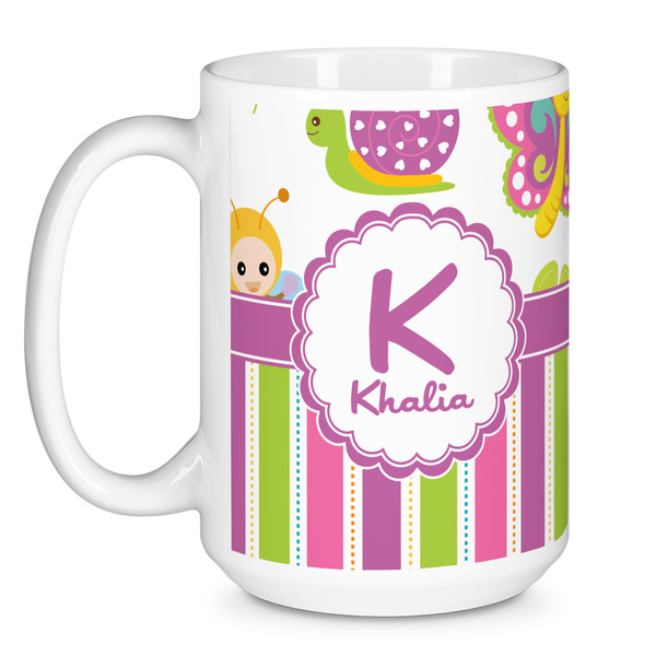 Butterflies & Stripes Coffee Mug - 15 oz - White