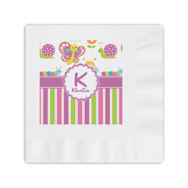 Custom Butterflies & Stripes Coined Cocktail Napkins (Personalized)