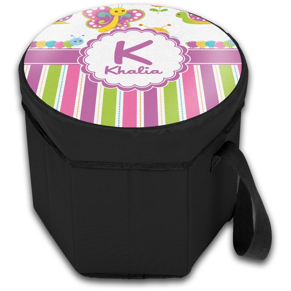 Butterflies & Stripes Collapsible Personalized Cooler & Seat (Closed)