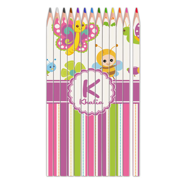Custom Butterflies & Stripes Colored Pencils (Personalized)
