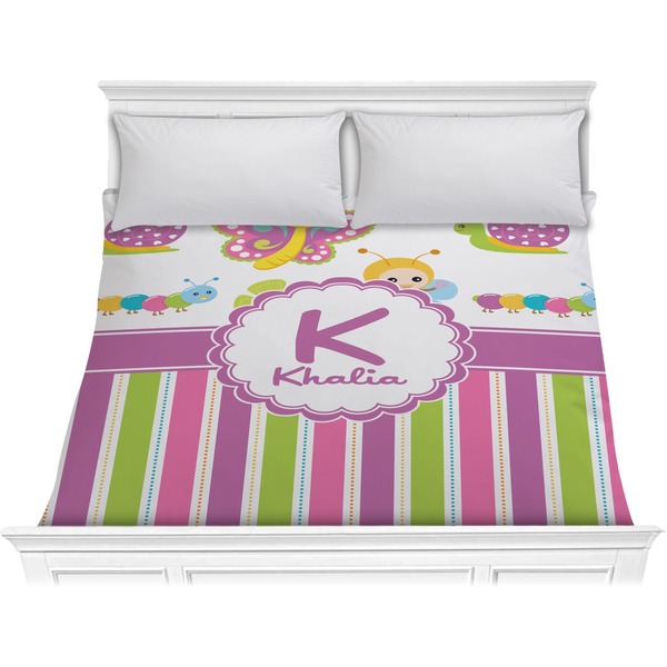 Custom Butterflies & Stripes Comforter - King (Personalized)