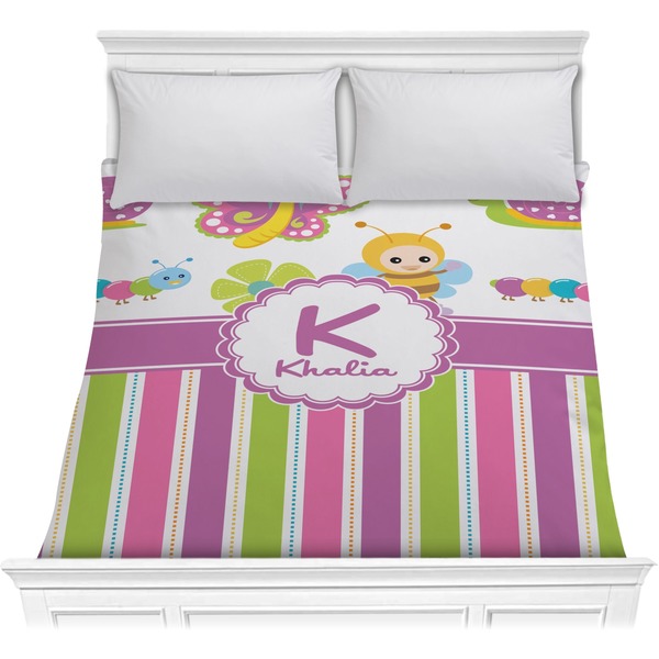 Custom Butterflies & Stripes Comforter - Full / Queen (Personalized)