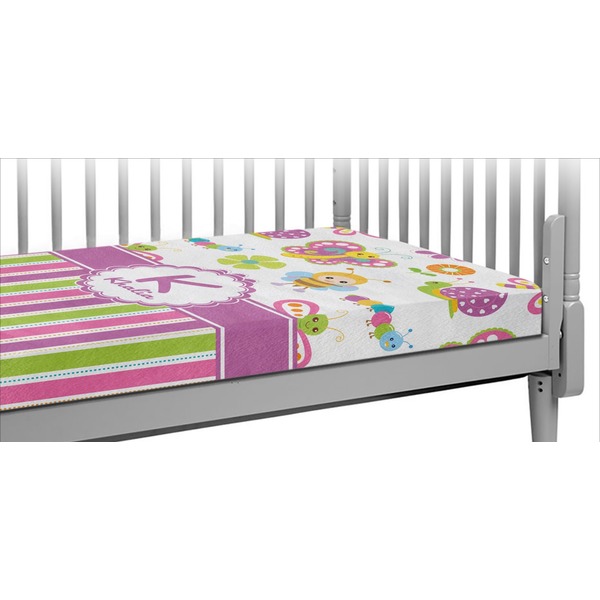Custom Butterflies & Stripes Crib Fitted Sheet (Personalized)