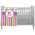 Butterflies & Stripes Crib Comforter / Quilt (Personalized)