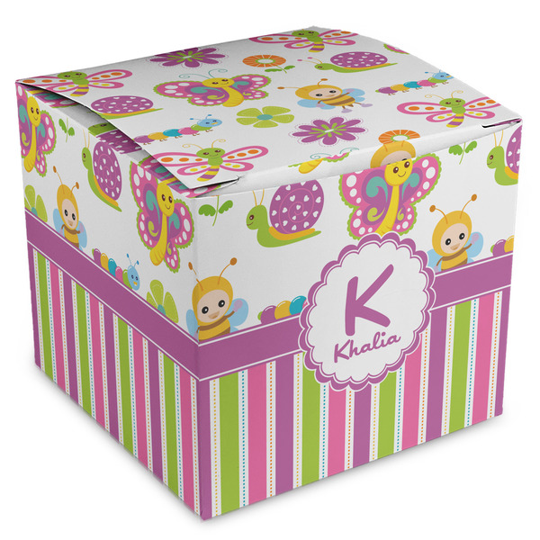 Custom Butterflies & Stripes Cube Favor Gift Boxes (Personalized)