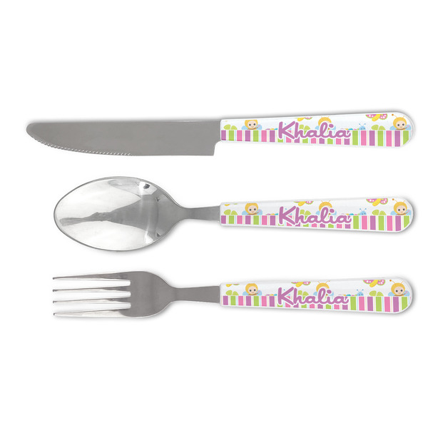 Custom Butterflies & Stripes Cutlery Set (Personalized)