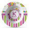 Butterflies & Stripes Plastic Bowl - Microwave Safe - Composite Polymer (Personalized)