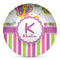 Butterflies & Stripes Microwave Safe Plastic Plate - Composite Polymer (Personalized)
