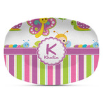 Butterflies & Stripes Plastic Platter - Microwave & Oven Safe Composite Polymer (Personalized)