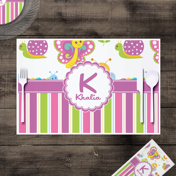 Butterflies & Stripes Disposable Paper Placemat - In Context