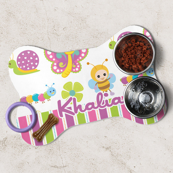 Butterflies & Stripes Dog Bone Shaped Mat Lifestyle