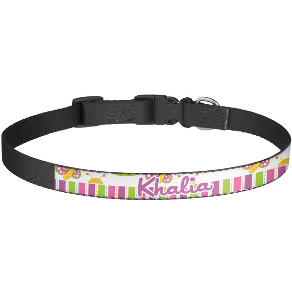 Custom Butterflies & Stripes Dog Collar - Large (Personalized)