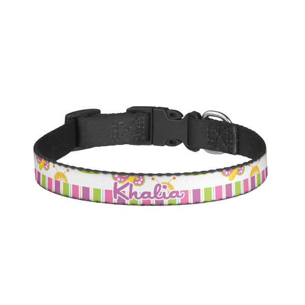 Custom Butterflies & Stripes Dog Collar - Large (Personalized)